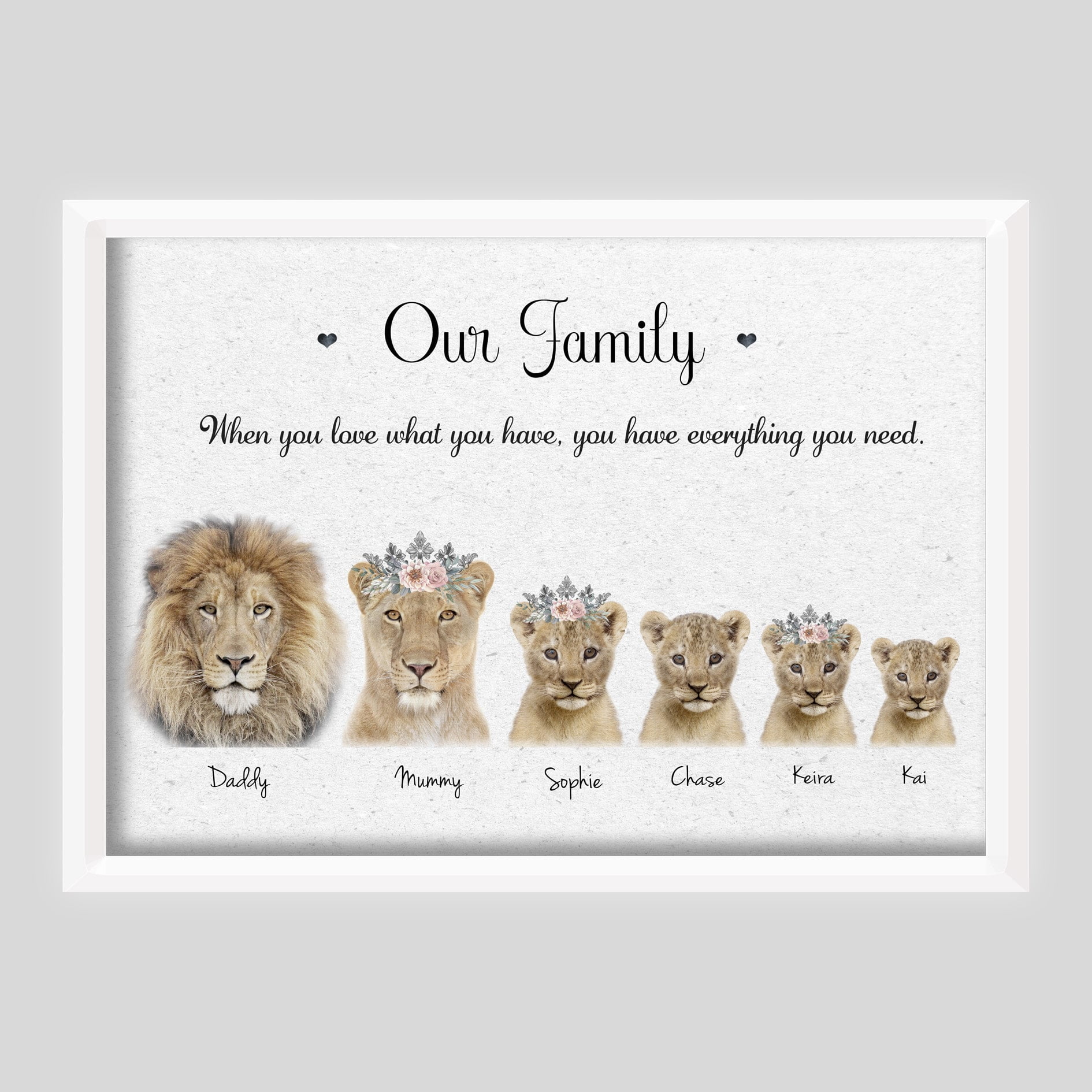 Lion Family Personalised Print COLOUR | Cloud Nine Treasures Lion Family Personalised Print COLOUR | Cloud Nine Treasures